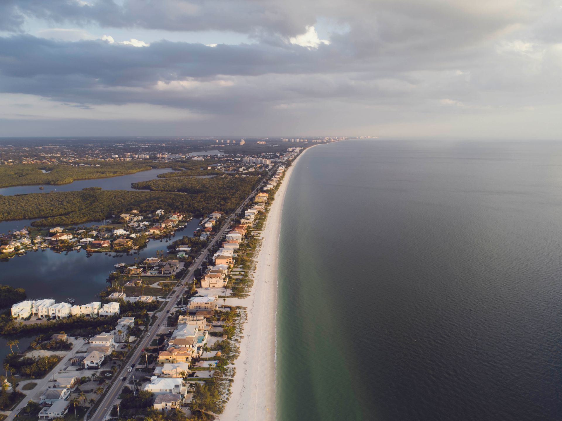 Aerial view of Florida Gulf coastline near Naples